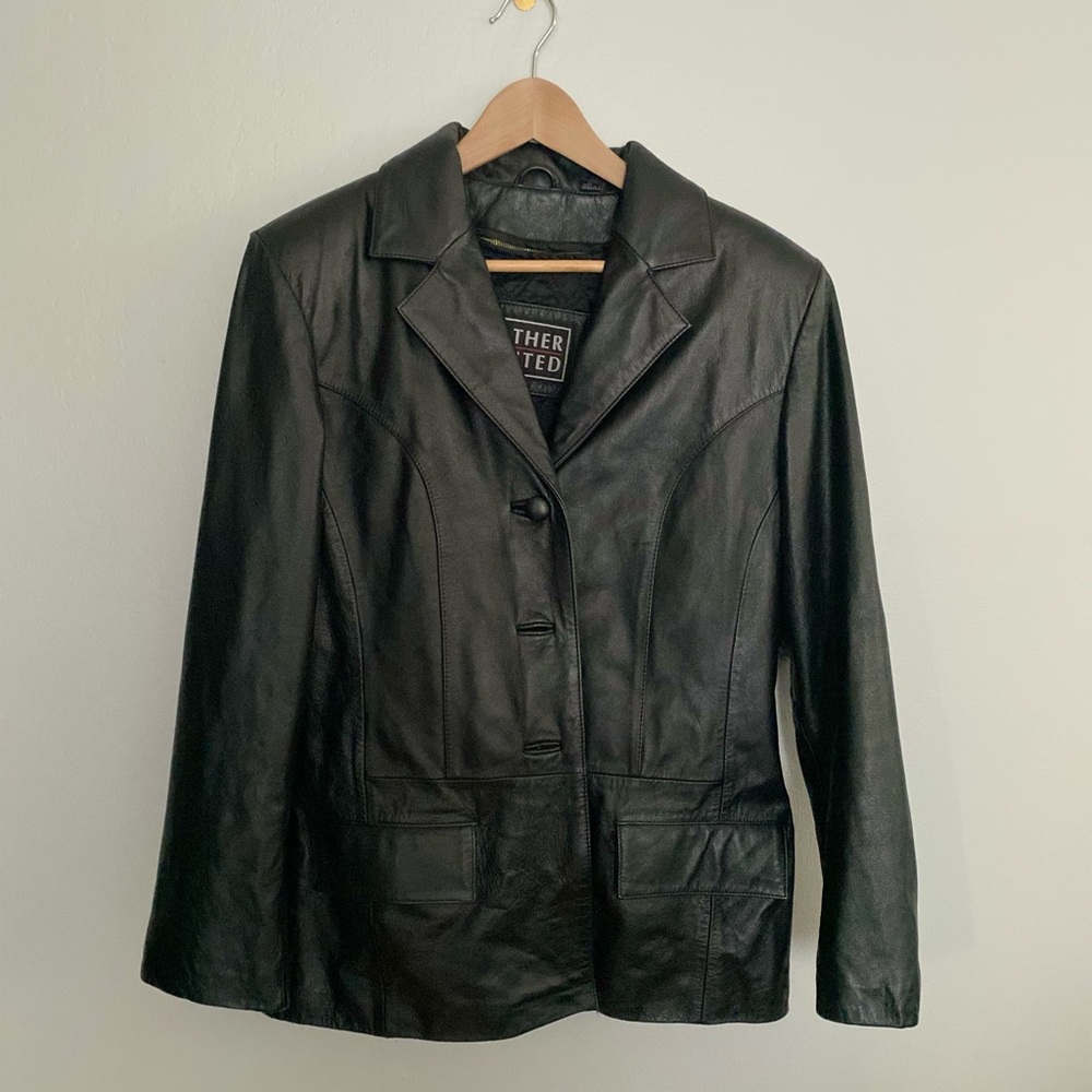 Vintage Y2K Leather Limited black blazer - Medium
